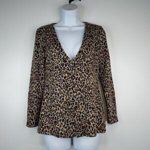 Chico's Animal Print Knit Cardigan Sweater Size Small